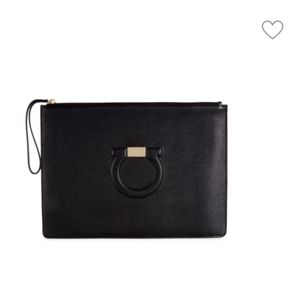 Salvatore Ferragamo black leather pouch
